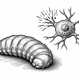 So there's a molecule in your gut right now - neuromedin U - that helps decide whether you feel alert or drowsy. That same molecule, or at least its evolutionary cousin, is doing the exact same job inside the brain of a fruit fly larva roughly the si